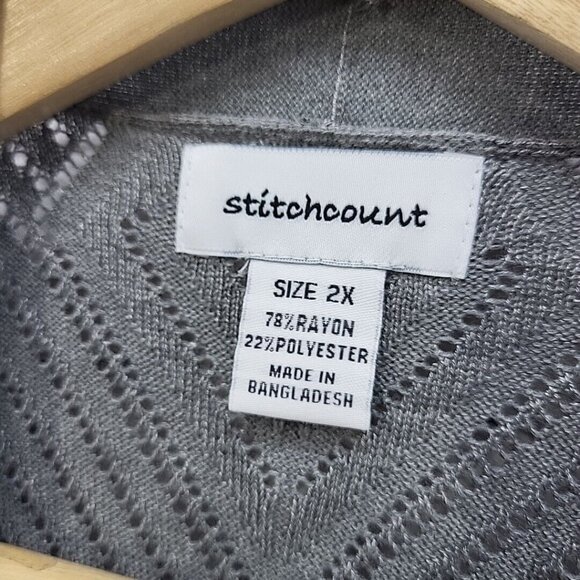 Stitchcount Sweater Womens Plus Sz 2X Gray Cardigan with Pockets New with Tags - Picture 6 of 11